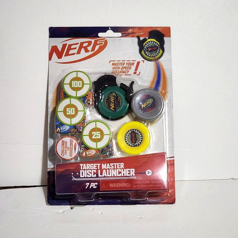 NERF Target Master Disc Launcher 7pc Ages 5+ Hasbro NF2494-01 New